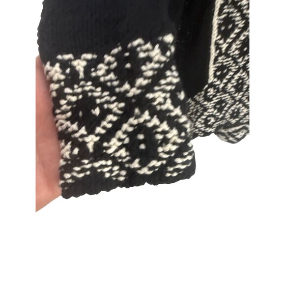 Lucky Brand Aztec Cardigan Sweater Black Cream Geometric Knit S Tribal Boho - Picture 4 of 6
